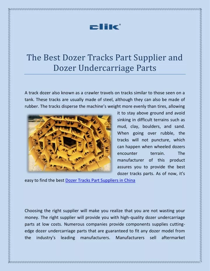 the best dozer tracks part supplier and dozer