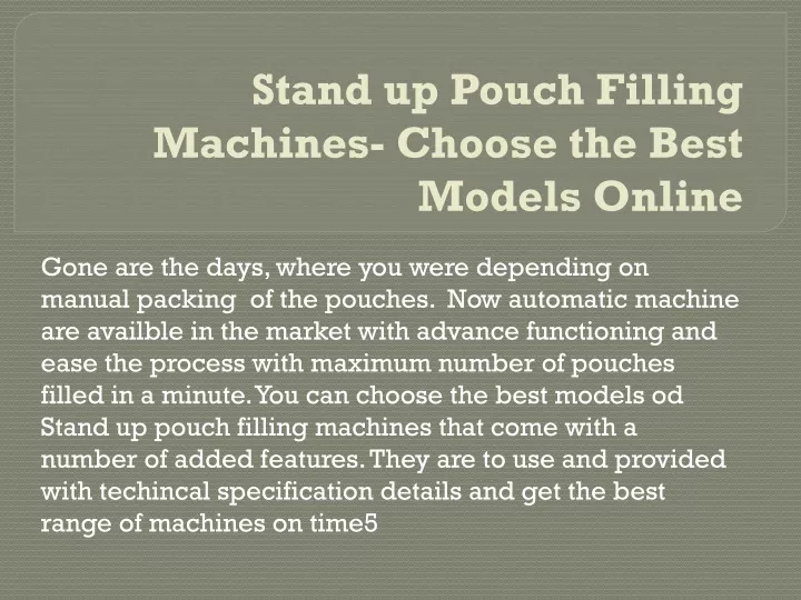 stand up pouch filling machines choose the best