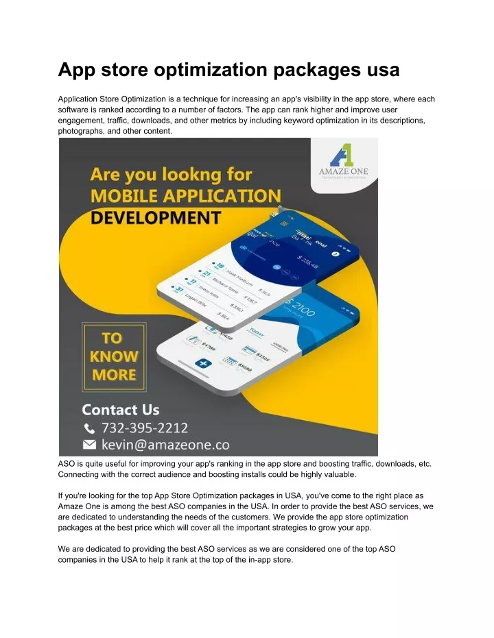 app store optimization packages usa