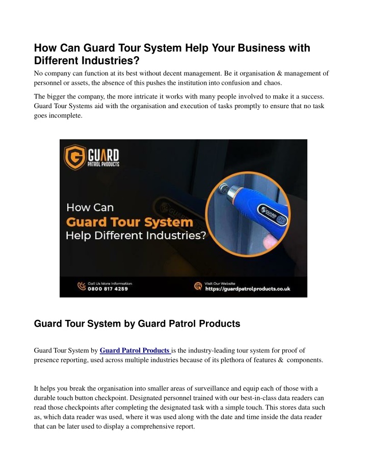 how can guard tour system help your business with