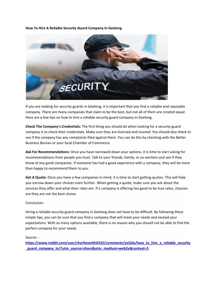 how to hire a reliable security guard company