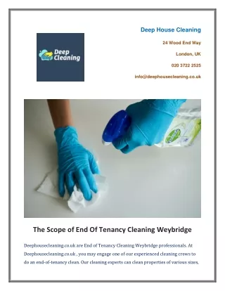 The Scope of End Of Tenancy Cleaning Weybridge