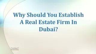 Why Should You Establish A Real Estate Firm in Dubai