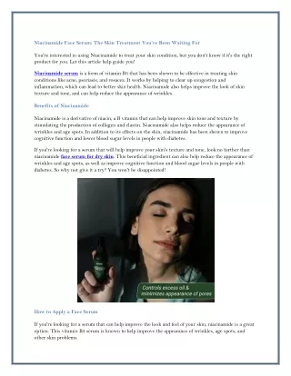 niacinamide face serum the skin treatment