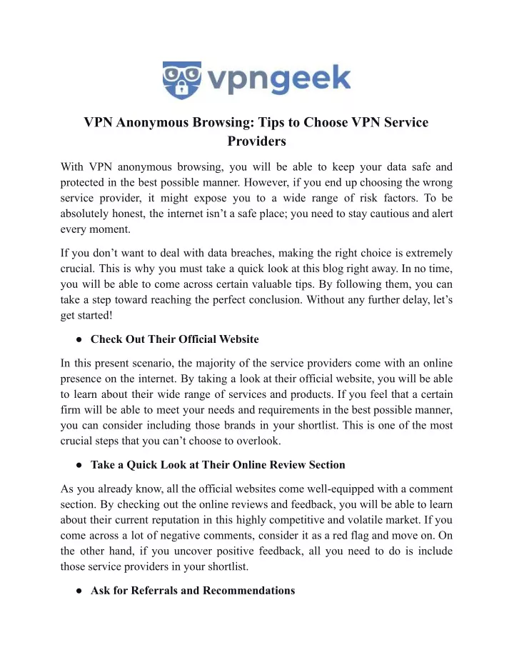 vpn anonymous browsing tips to choose vpn service