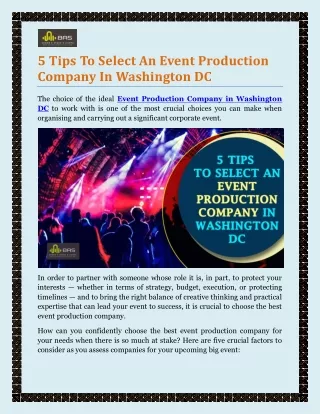 5 tips to select an event production company