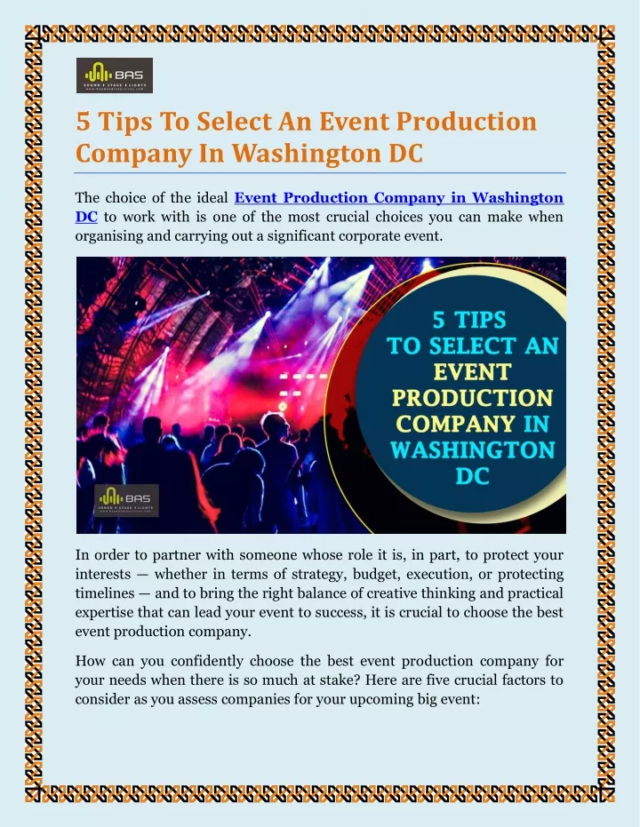 5 tips to select an event production company