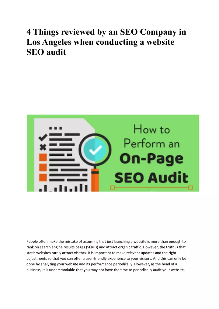 4 things reviewed by an seo company