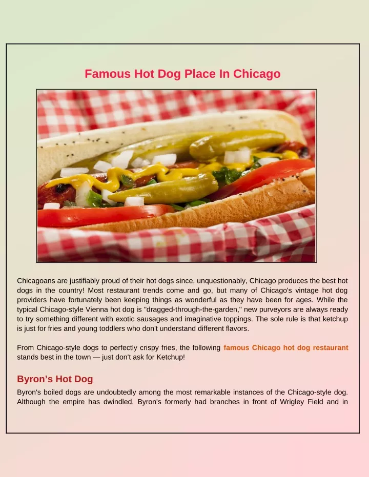 famous hot dog place in chicago