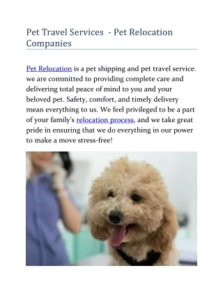 Pet Travel Services - Pet Relocation Companies