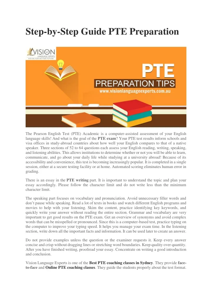 step by step guide pte preparation