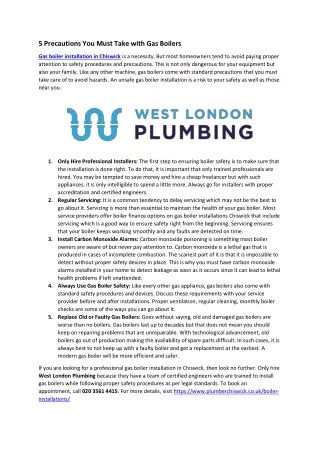 5 Precautions You Must Take with Gas Boilers