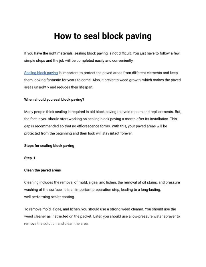 how to seal block paving