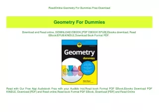 ReadOnline Geometry For Dummies Free Download