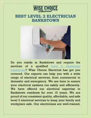 Best Level 2 Electrician Bankstown