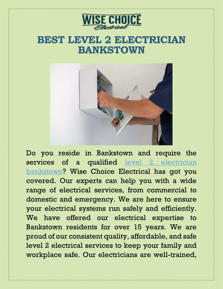 best level 2 electrician bankstown