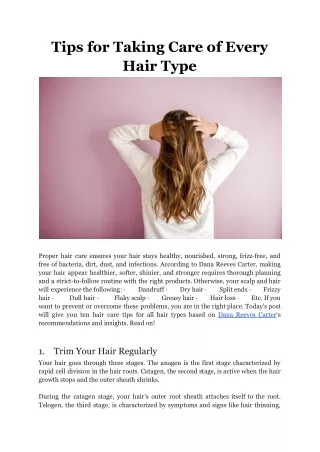 Tips for Taking Care of Every Hair Type