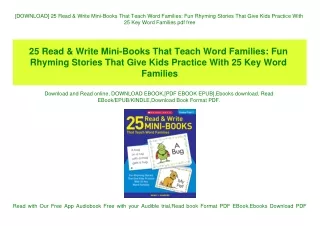 [DOWNLOAD] 25 Read & Write Mini-Books That Teach Word Families Fun Rhyming Stories That Give Kids Practice With 25 Key W