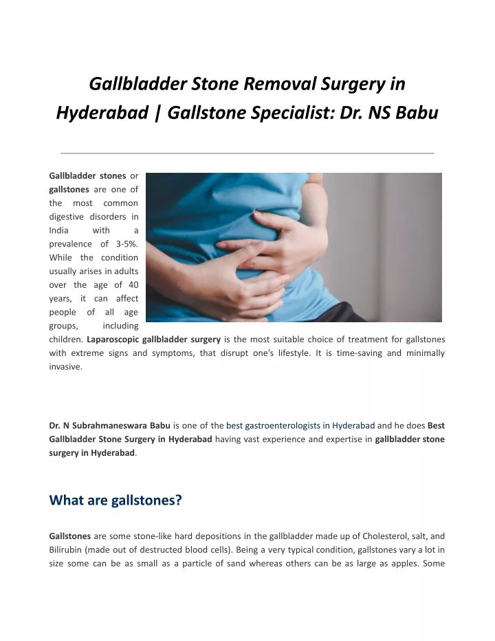 gallbladder stone removal surgery in hyderabad