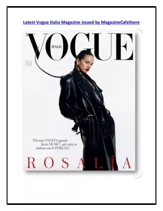 Latest Vogue Italia Magazine issued by MagazineCafeStore