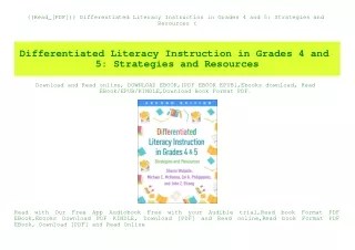 ((Read_[PDF])) Differentiated Literacy Instruction in Grades 4 and 5 Strategies and Resources (E.B.O.O.K. DOWNLOAD^