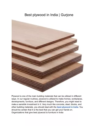 Best plywood in India _ Gurjone