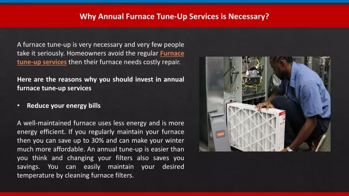 why annual furnace tune up services is necessary