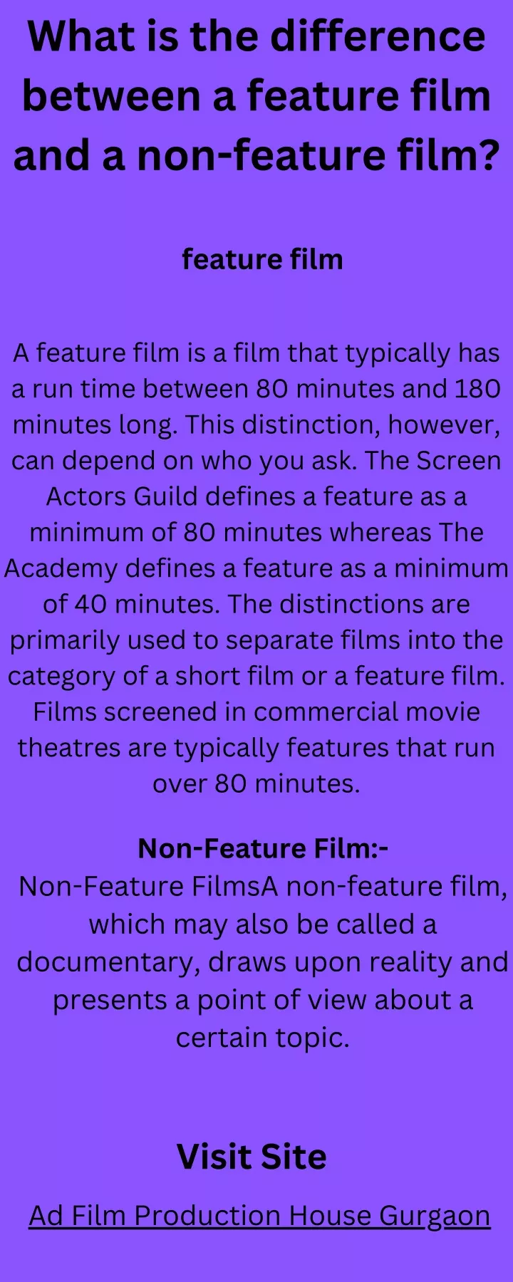 what is the difference between a feature film