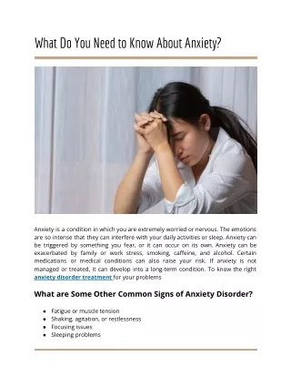 What Do You Need to Know About Anxiety