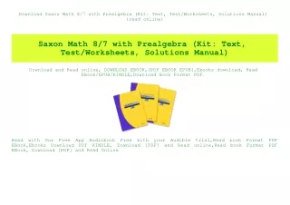 Download Saxon Math 87 with Prealgebra (Kit Text  TestWorksheets  Solutions Manual) {read online}