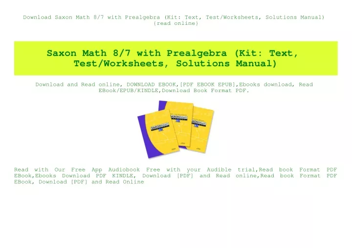 download saxon math 8 7 with prealgebra kit text