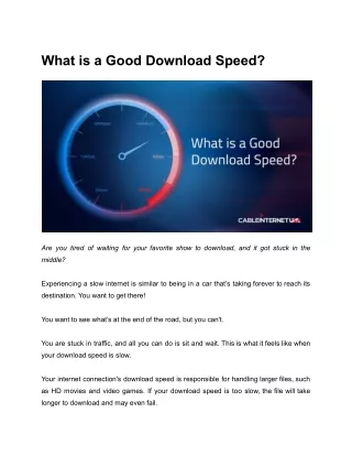 What is a Good Download Speed