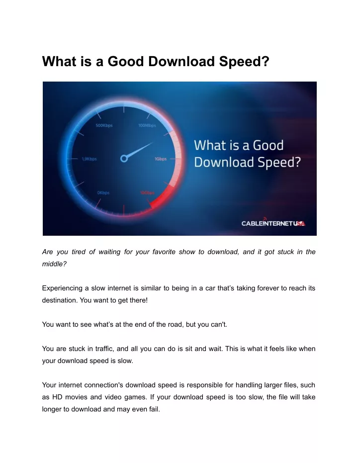 what is a good download speed