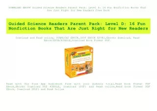 DOWNLOAD EBOOK Guided Science Readers Parent Pack Level D 16 Fun Nonfiction Books That Are Just Right for New Readers Fr