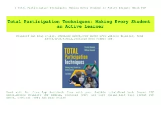 ^READ) Total Participation Techniques Making Every Student an Active Learner eBook PDF