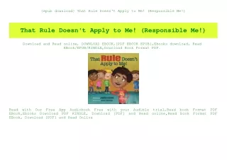 {epub download} That Rule Doesn't Apply to Me! (Responsible Me!) (DOWNLOAD E.B.O.O.K.^)