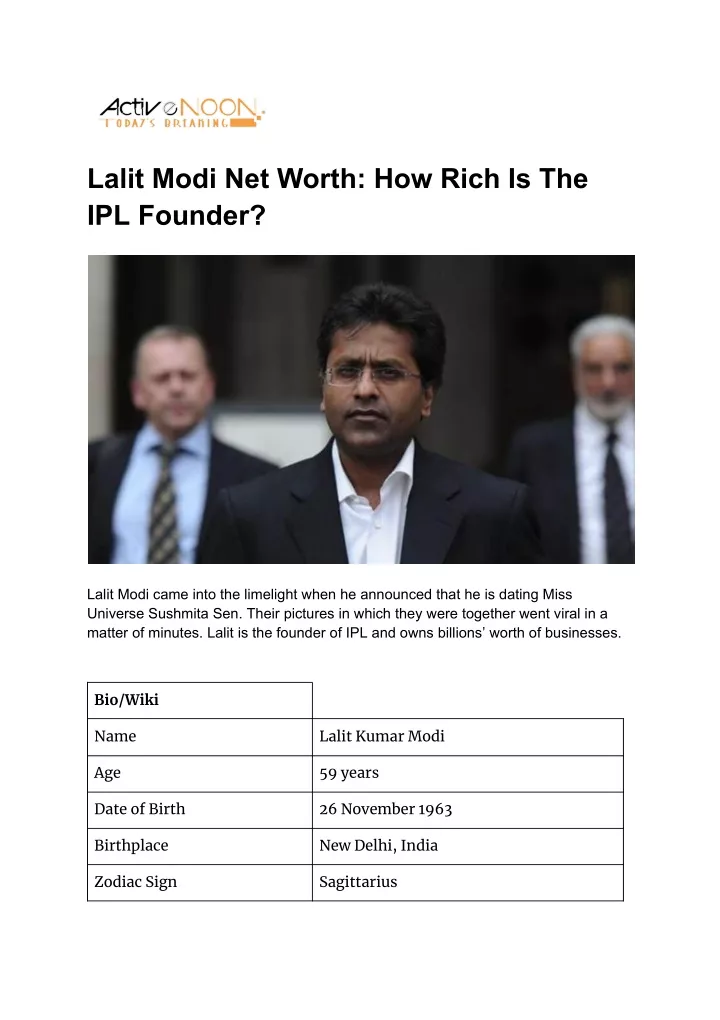 lalit modi net worth how rich is the ipl founder