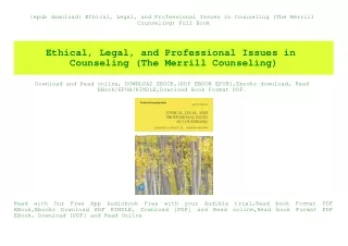 {epub download} Ethical  Legal  and Professional Issues in Counseling (The Merrill Counseling) Full Book