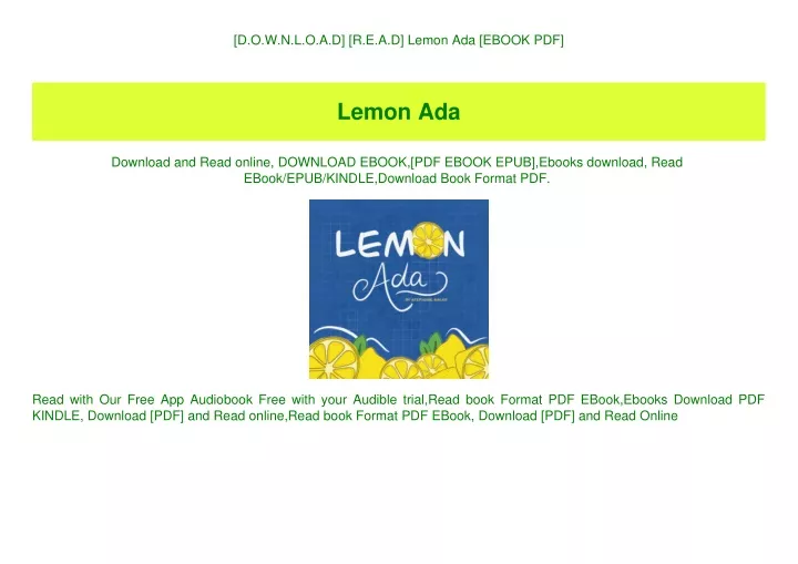 d o w n l o a d r e a d lemon ada ebook pdf