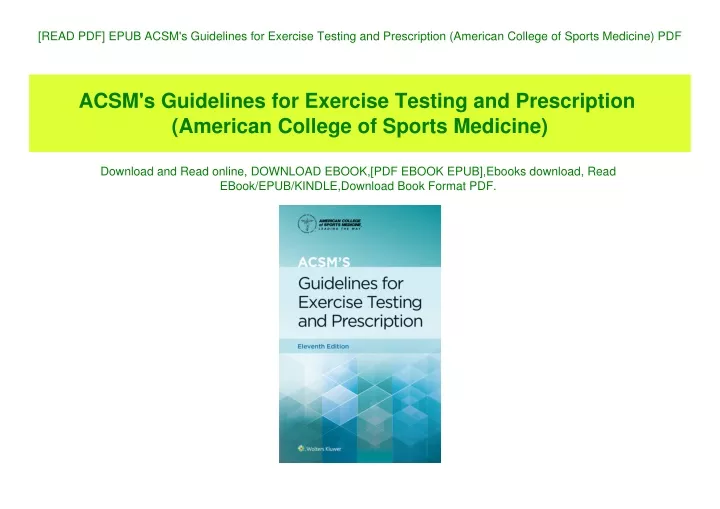 read pdf epub acsm s guidelines for exercise