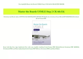 Free [epub]$$ Master the Boards USMLE Step 2 CK 6th Ed. READ PDF EBOOK