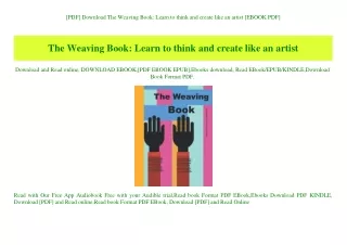 [PDF] Download The Weaving Book Learn to think and create like an artist [EBOOK PDF]