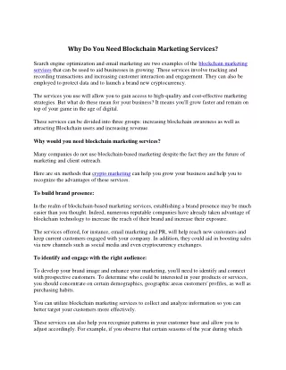 why do you need blockchain marketing services