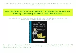 pdf ebook the success criteria playbook a hands