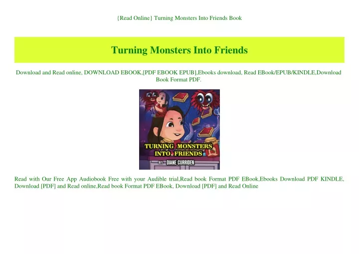 read online turning monsters into friends book