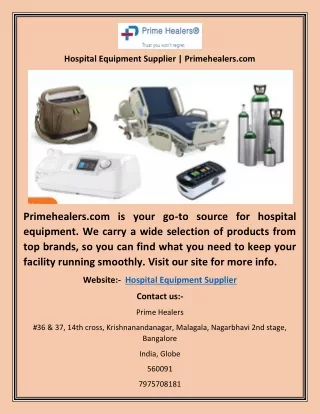 Hospital Equipment Supplier | Primehealers.com