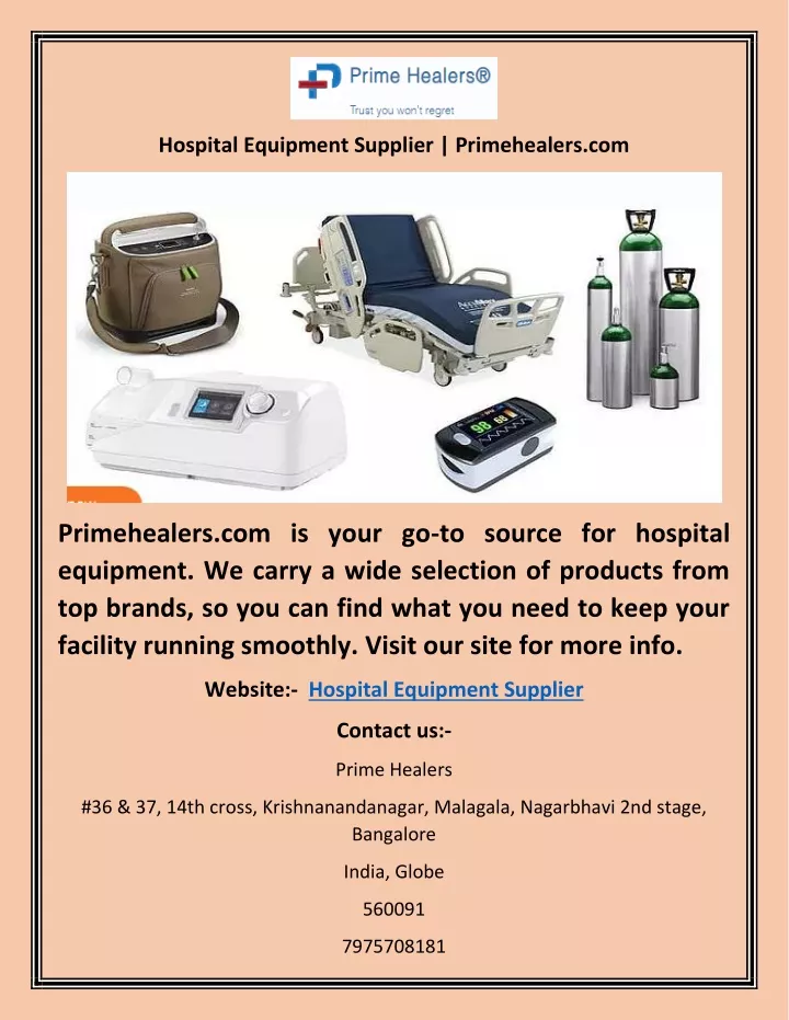 hospital equipment supplier primehealers com