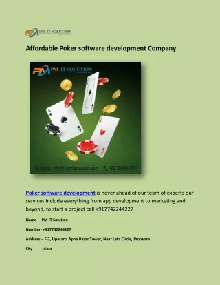Affordable Poker software development Company