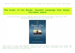 [Ebook]^^ The Power of Our Words Teacher Language that Helps Children Learn (Ebook pdf)