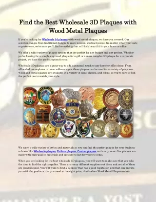 Wood Metal Plaques
